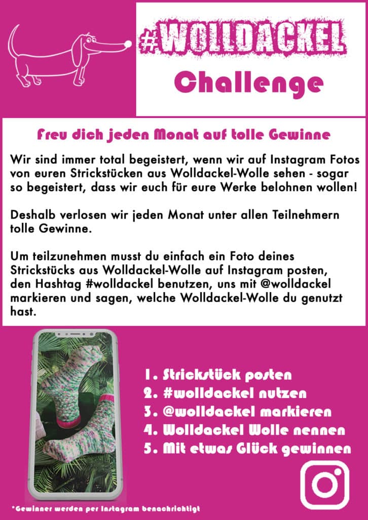 Hangefärbte Wolle -  Wolldackel Instagram Challenge. Hier online kaufen.